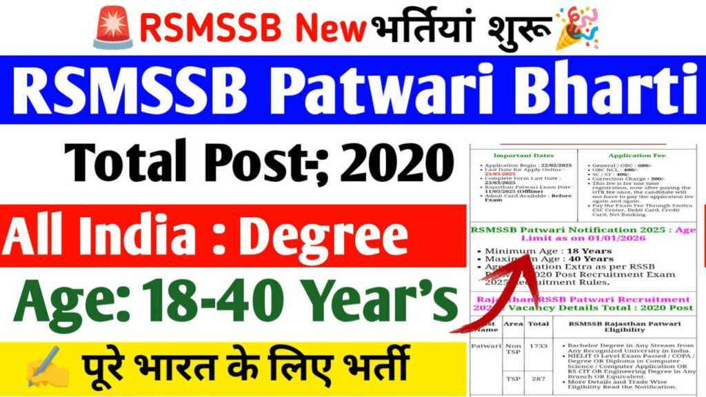 RSMSSB Patwari Notification 2025 Download