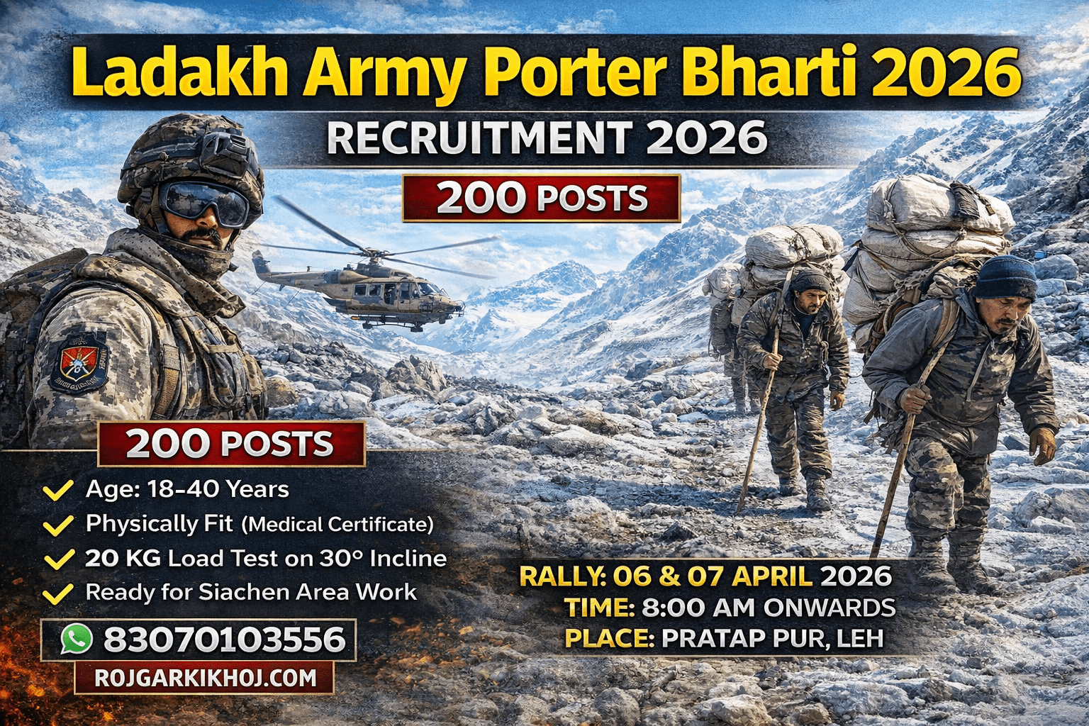 Leh Ladakh Army Porter Recruitment 2026