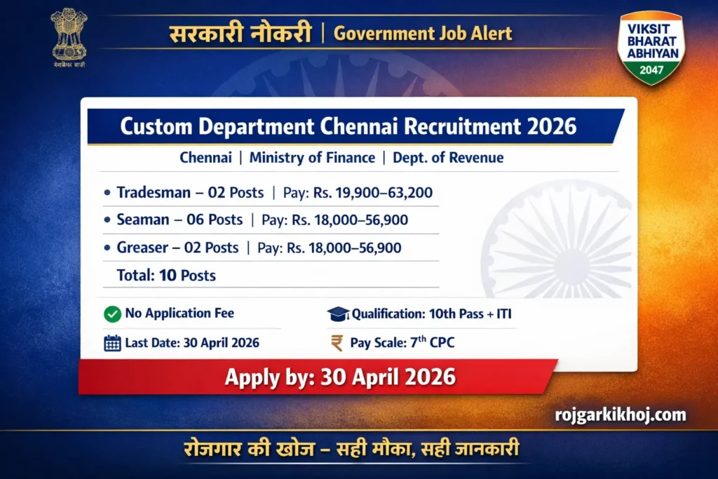 Custom Department Chennai Recruitment 2026