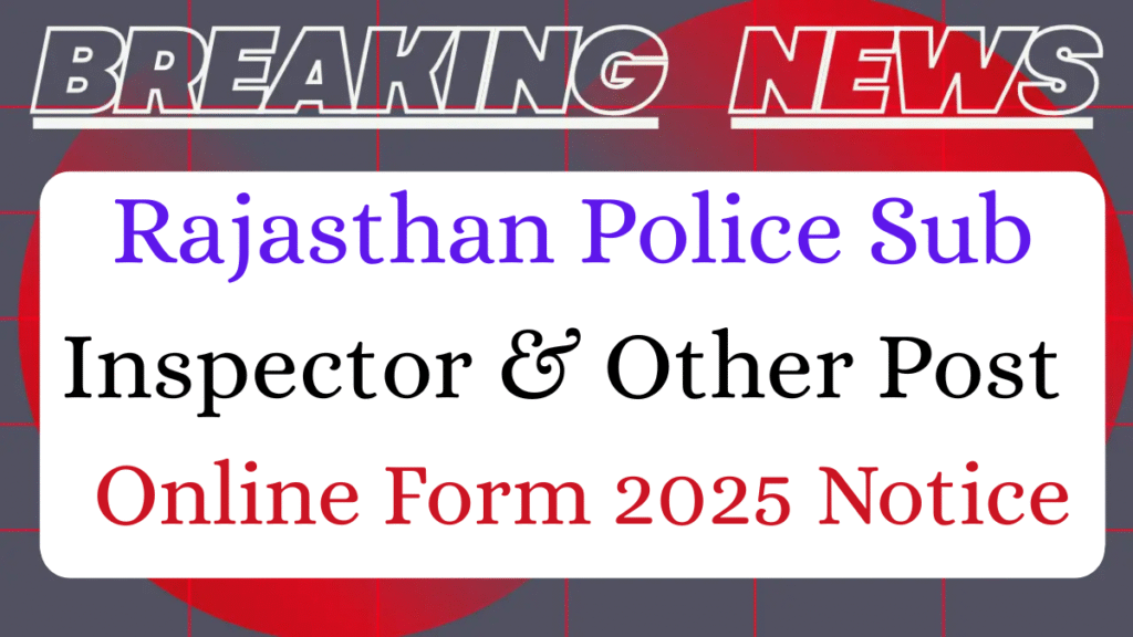 RPSC Rajasthan Police SI Recruitment 2025