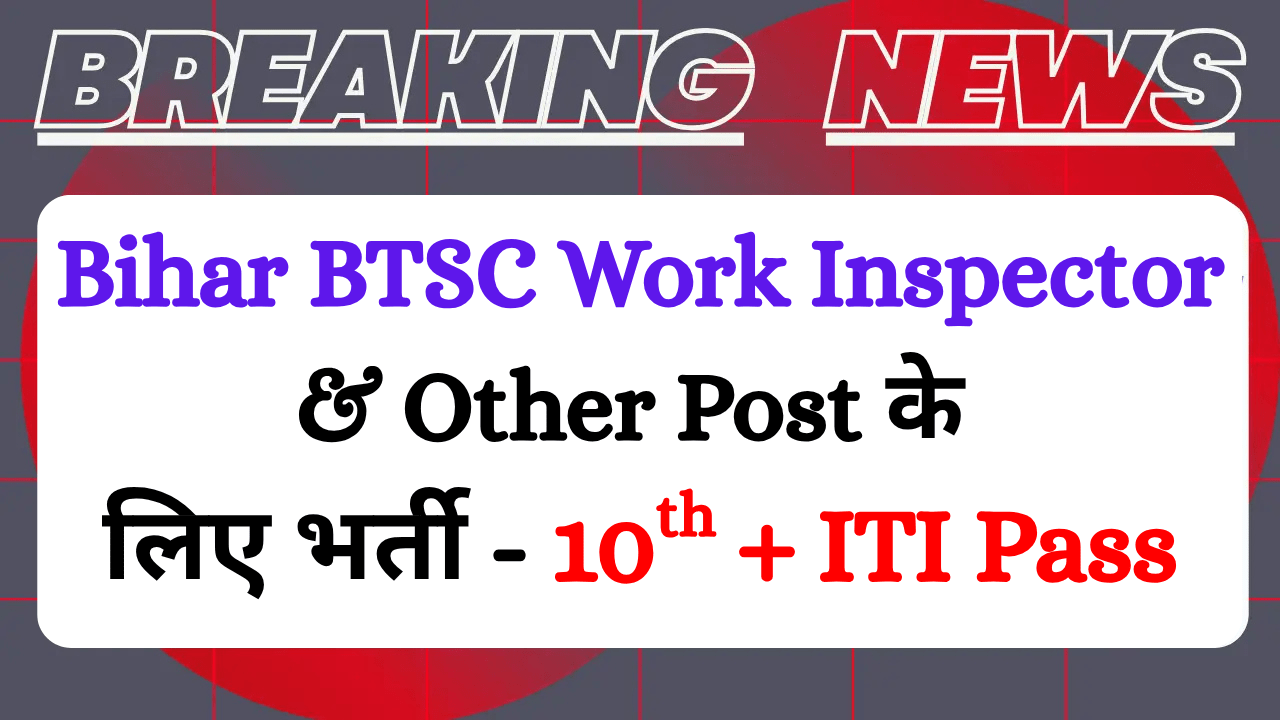 Read more about the article Bihar BTSC Work Inspector Recruitment 2025 For 1114 Post> Apply Offline