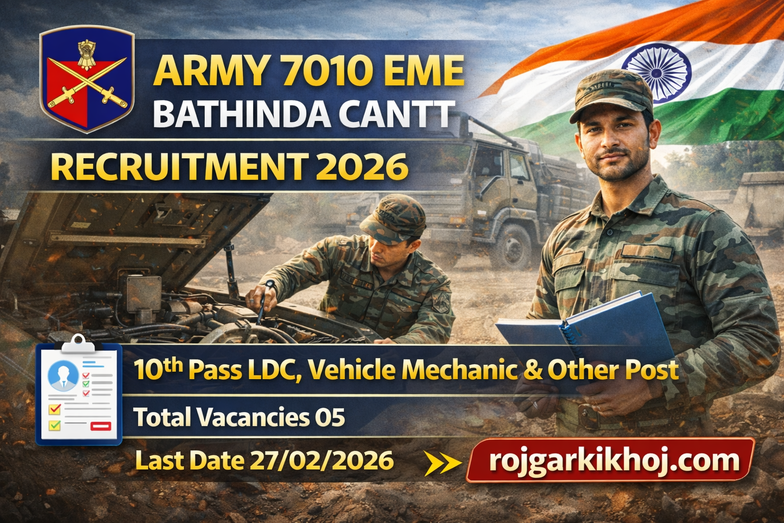 Army 7010 EME BN Bathinda Cantt Recruitment 2026