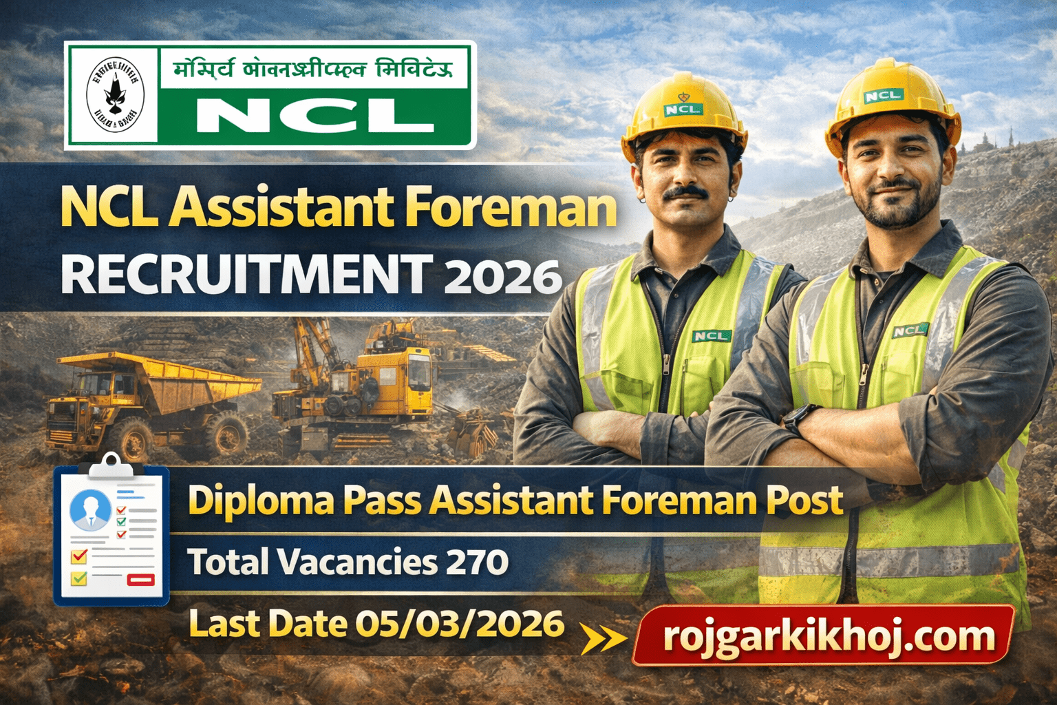 Read more about the article NCL Assistant Foreman Recruitment 2026 Notification For 270 Post- Apply Online