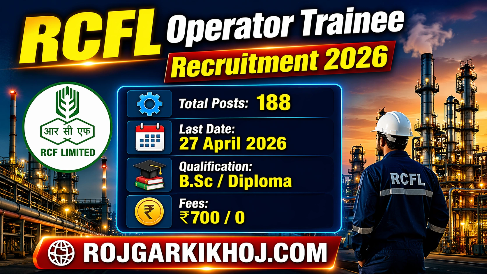 RCFL Operator trainee recruitment 2026