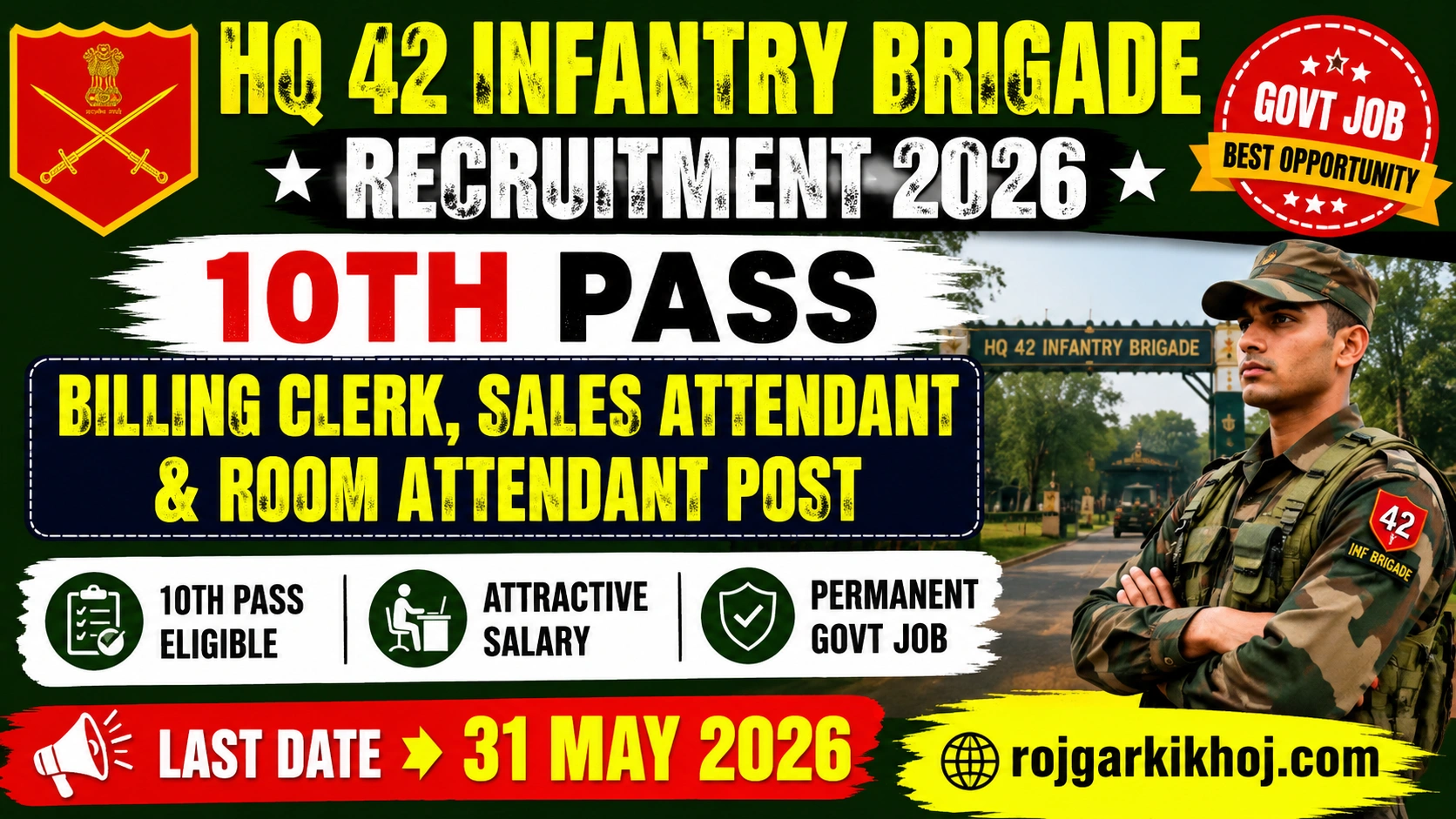 HQ 42 Infantry Brigade Dehradun Recruitment 2026