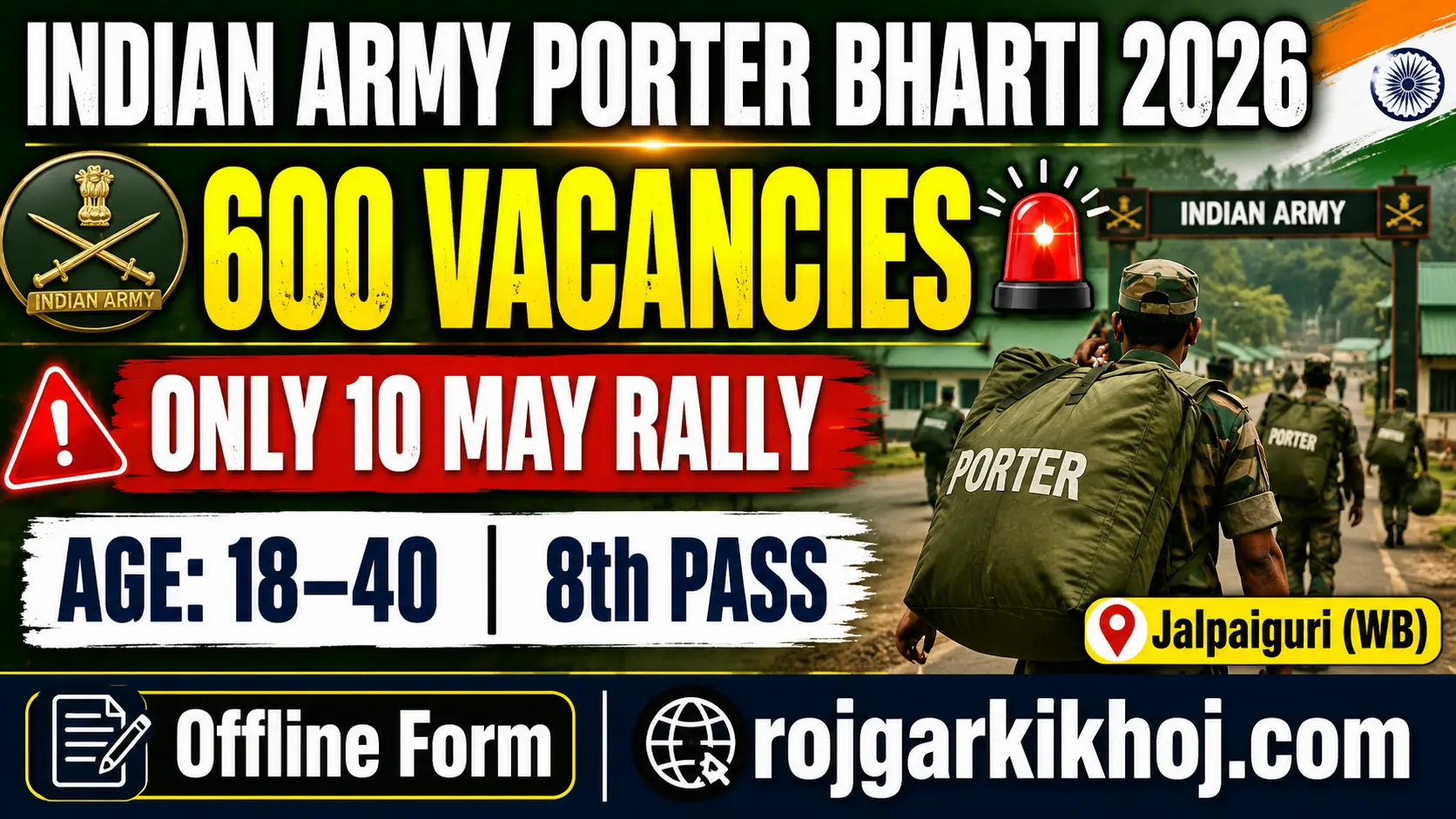 Jalpaiguri Army Porter Recruitment 2026