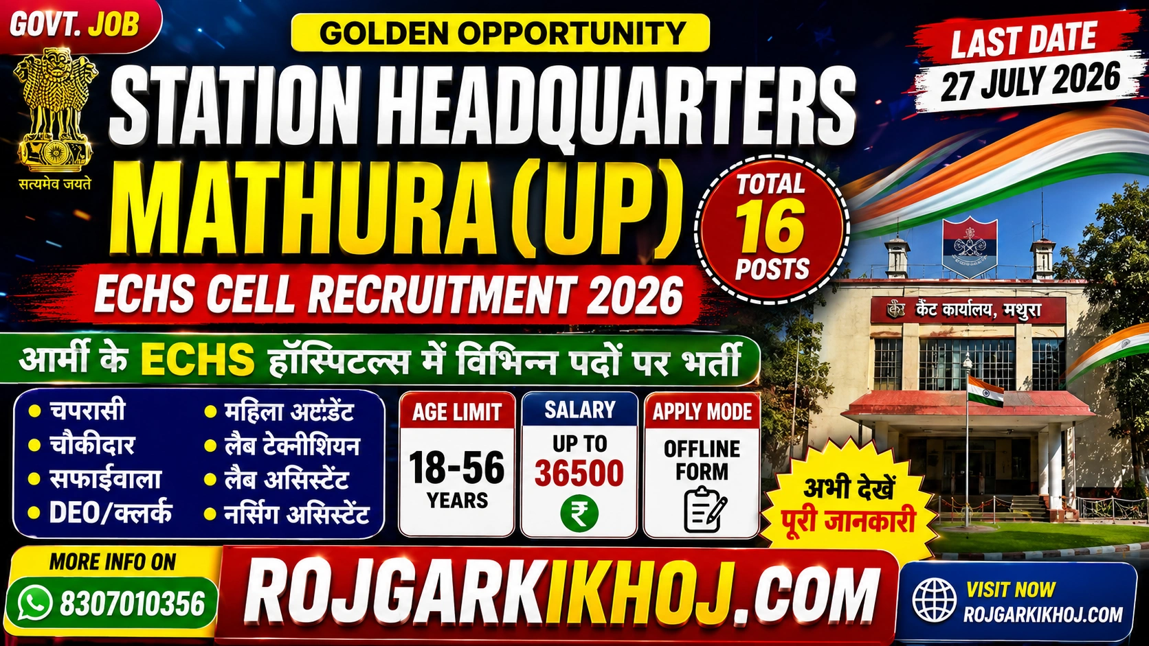 ECHS Mathura Cantt Recruitment 2026