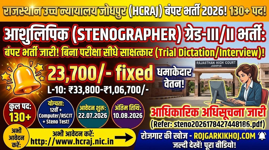 rajasthan high court stenographer Recruitment 2026