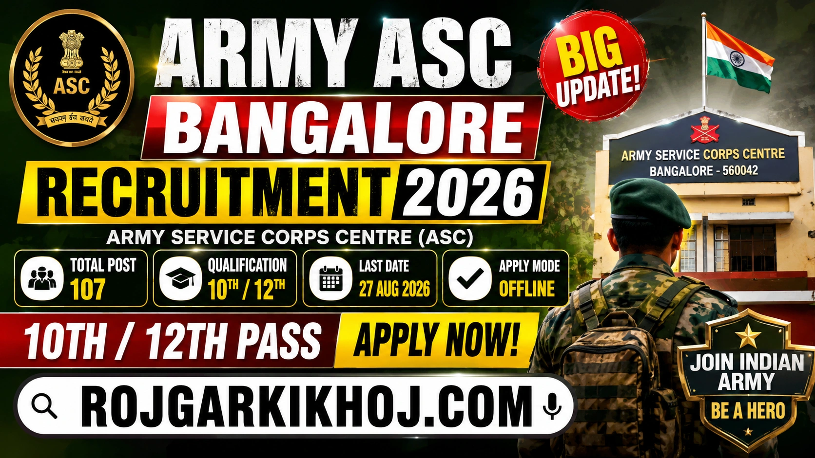 Army ASC Centre South Bangalore Recruitment 2026