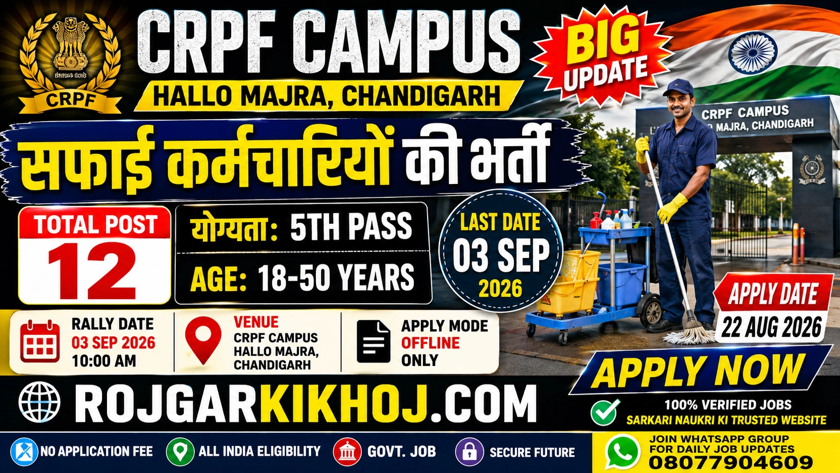 CRPF Chandigarh Safai Karmchari Bharti 2026