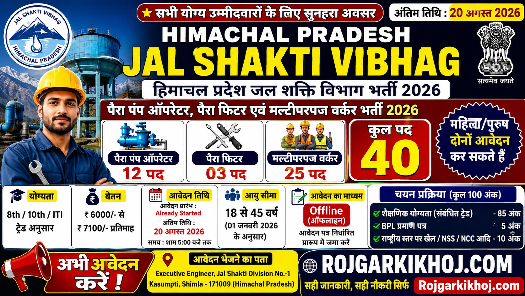 himachal pradesh HP Jal shakti vibhag recruitment 2026