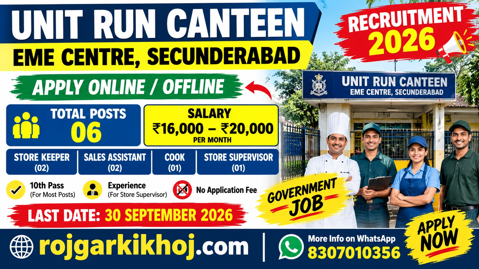 Army Canteen Secunderabad Recruitment 2026
