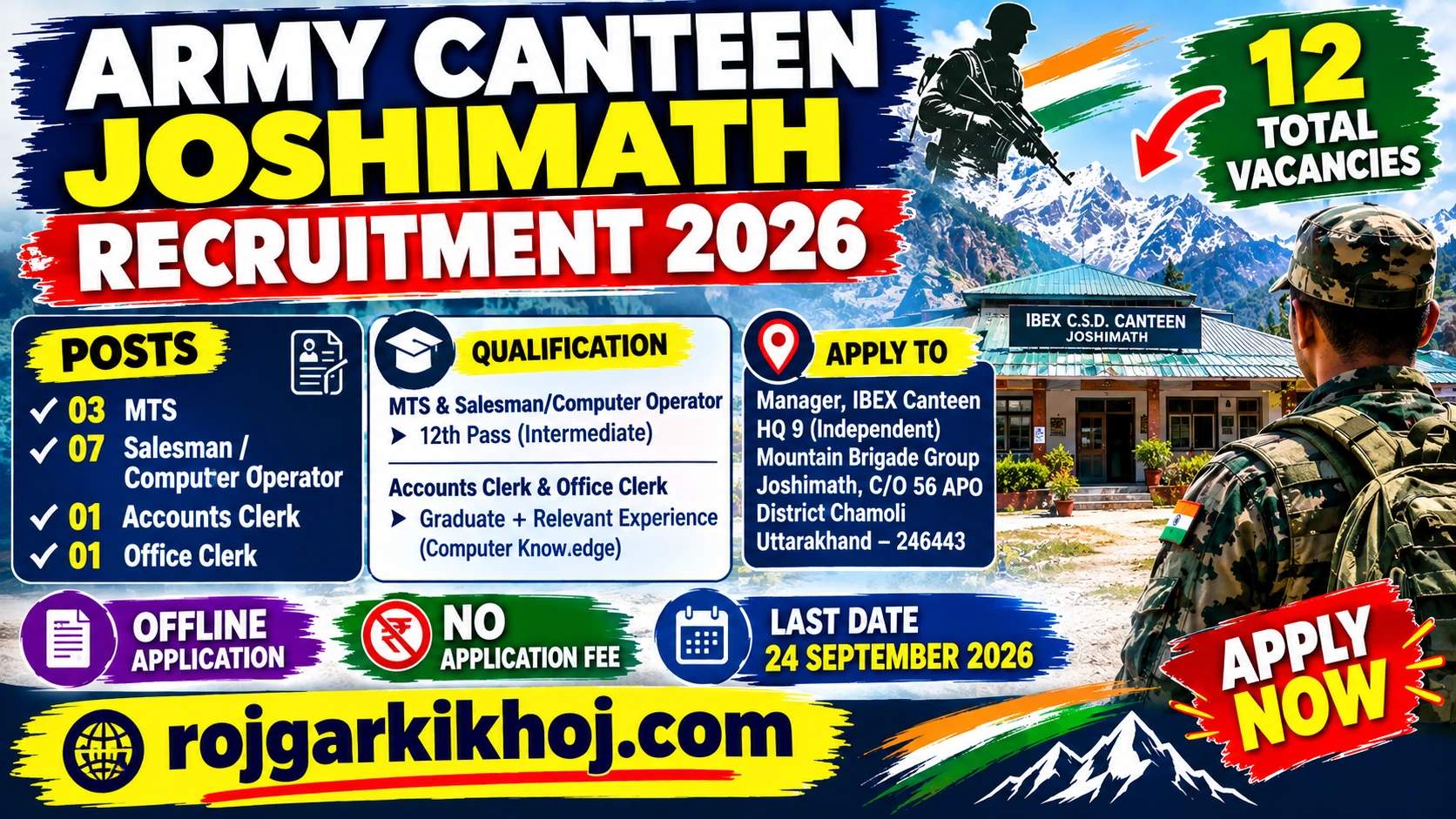 Indian Army Canteen Joshimath Recruitment 2026