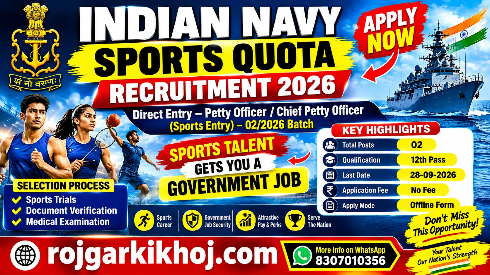 Indian Navy Sports Quota Recruitment 2026 