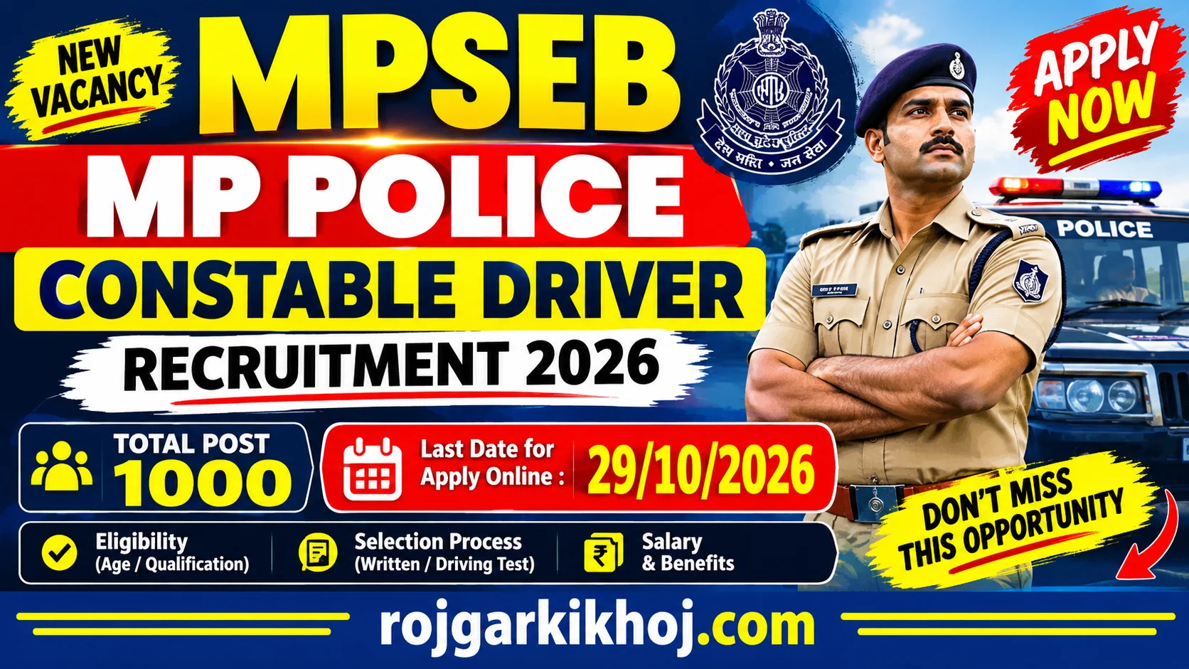 MPSEB MP Police Constable Driver Recruitment 2026