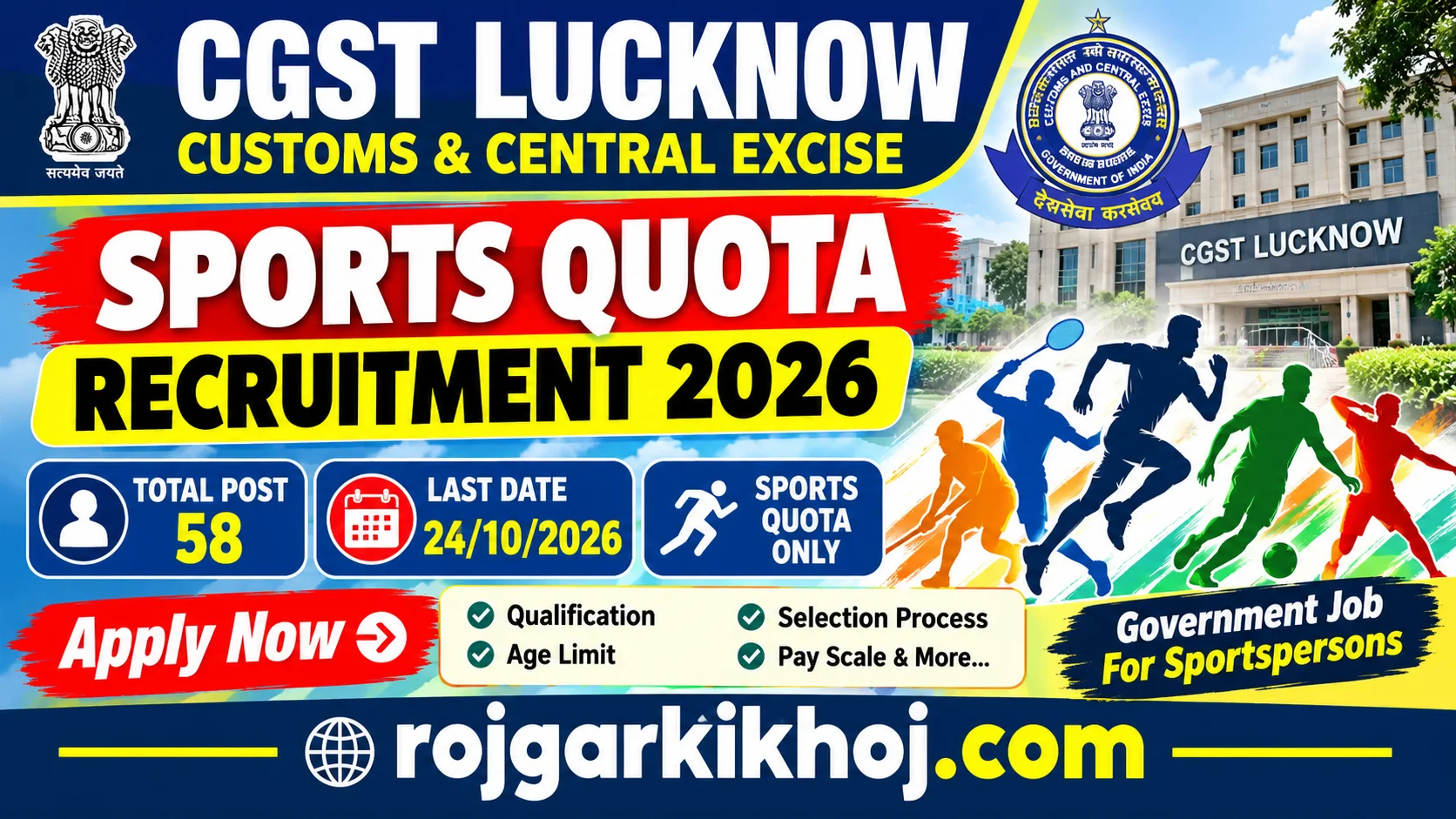 CGST Lucknow Sports Quota Recruitment 2026