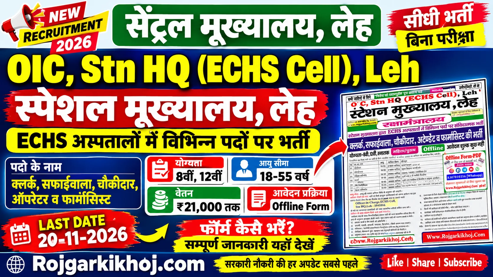 Station HQ ECHS Leh Recruitment 2026